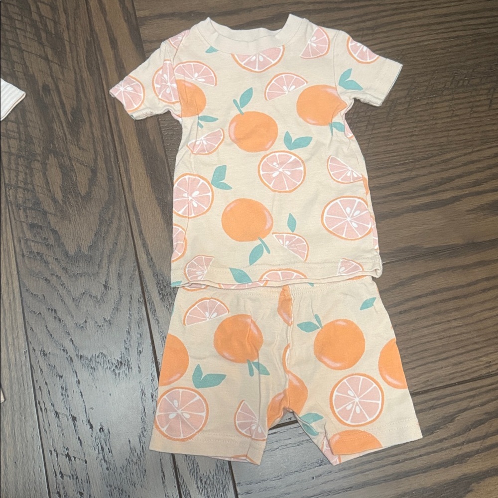 Carter's 12 Month Pajama Separates, Set of Two. Clementines and Stripes - Picture 7 of 11